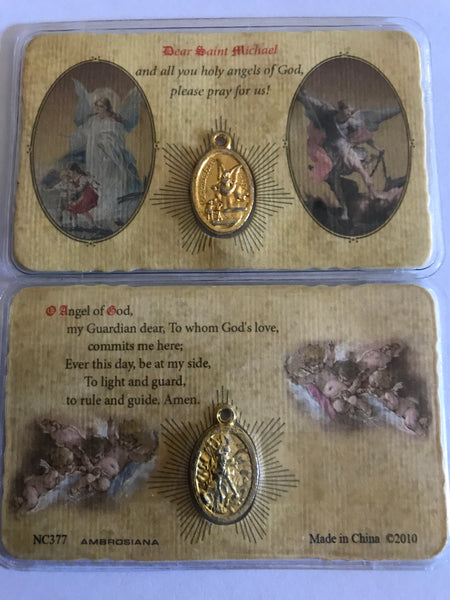 Guardian Angel/Saint Michael Pocket Prayer Card