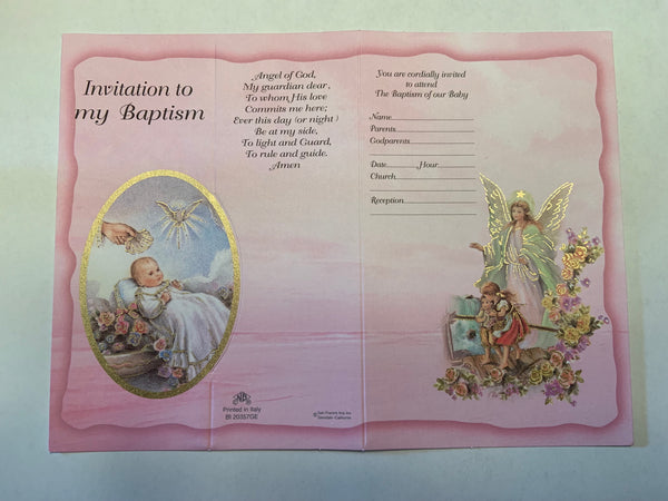 Baptism Invitation Girl with envelope Qty 12