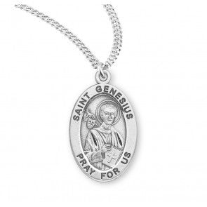St. Genesis Sterling Silver Oval Necklace