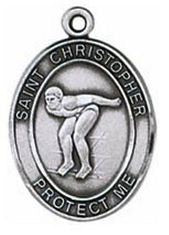 Swimming/St. Christopher Medal from Jeweled Cross