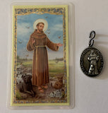 St. Francis/St. Anthony Pet Medal with Prayer for My Pet Holy Card