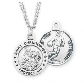 St. Christopher Round Sterling Silver Basketball Athlete Medal