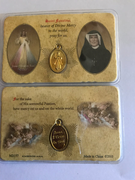 Divine Mercy/Saint Faustina Pocket Prayer Card