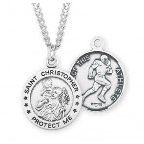 St. Christopher Round Sterling Silver Football Athlete Medal