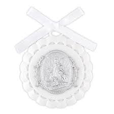 White Guardian Angel Crib Medal