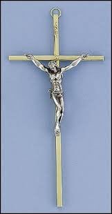 8" Brass Crucifix with Silver Corpus