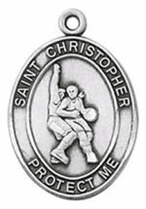 Basketball Player Pewter St. Christopher Sports Medal
