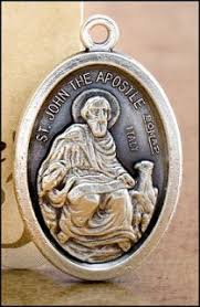 St. John the Apostle - 1 inch Pray for Us Medal Oxidized