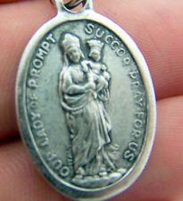Our Lady of Prompt Succor - 1 inch Hasten to Help Us Medal Oxidized