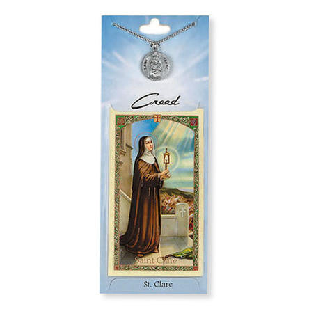 St. Clare Prayer Card with Pewter Medal