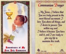 First Communion Prayer Card Girl Laminate