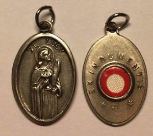 St. Lucy - 1 inch Medal Oxidized with Third Class Relic