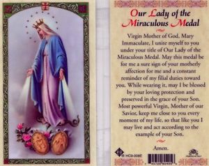 Our Lady of the Miraculous Medal Laminate Holy Card