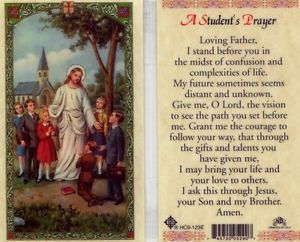 A Student's Prayer Holy Card Laminate