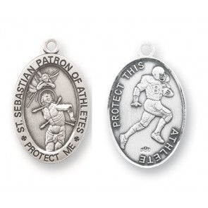 Saint Sebastian Oval Sterling Silver Football Athlete Medal