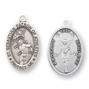 Saint Sebastian Oval Sterling Silver Track Athlete Medal