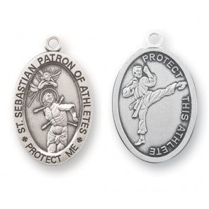 Saint Sebastian Oval Sterling Silver Martial Arts Athlete Medal