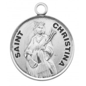 Saint Christina Round Sterling Silver Medal