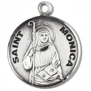 Saint Monica 7/8" Round Sterling Silver Medal