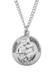 St. Anthony Pewter Saint Medal Necklace with prayer card
