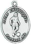Soccer St. Christopher Ladies Pewter Medal from Jeweled Cross