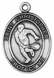 Pewter Tennis St. Christopher Sports Medal Necklace