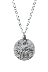 St. Dymphna Pewter Saint Medal Necklace with Holy Card