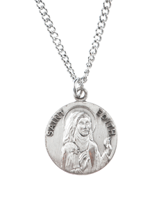 St. Edith Stein Pewter Saint Medal Necklace with Prayer Card