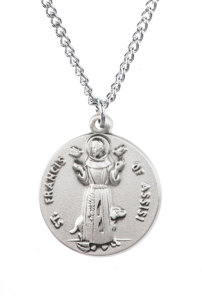St. Francis of Assisi Pewter Medal Necklace with Holy Card