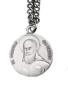 St. Francis de Sales Pewter Saint Medal Necklace