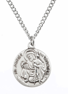St. James Pewter Medal Necklace with Holy Card