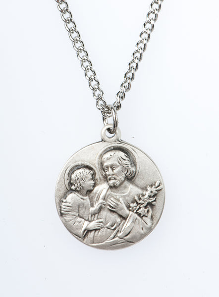 St. Joseph Pewter Medal Necklace with Holy Card