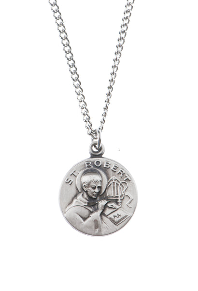 St. Robert Pewter Medal Necklace with Holy Card