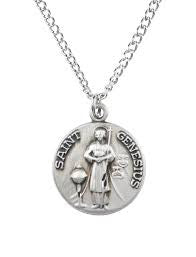 St. Genesius Sterling Silver Necklace from Jeweled Cross-Patron Saint of Actors
