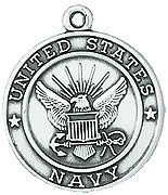 Navy St. Michael Sterling Silver Military Medal from Jeweled Cross