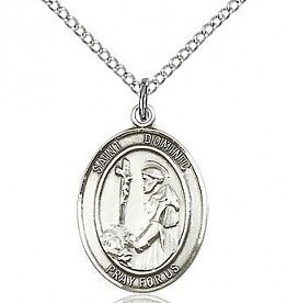 St. Dominic Oval Pewter Medal Necklace with Holy Card