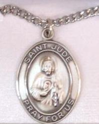 St. Jude Oval Pewter Medal Necklace with Holy Card