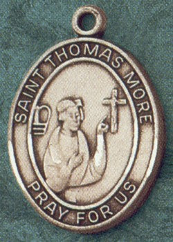 St. Thomas More Oval Pewter Necklace with Holy Card